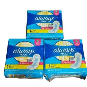 3 Pack of Always Maxi Pads w/o Flex Wings 48 Count
